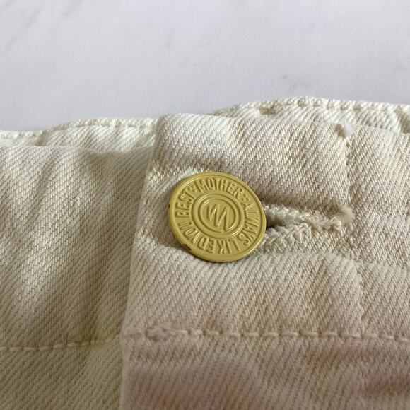 MOTHER Straight Patch Pocket Ankle Fray Jeans, Size 28, Butter Yellow Fall Denim - Picture 11 of 16